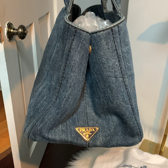 Authentic Prada Canapa denim tote bag with dustbag. - Picture 9 of 17